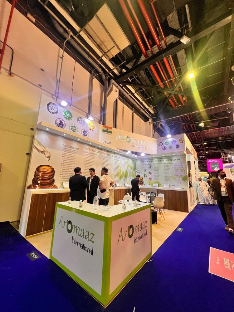 Aromaaz International Pvt Ltd exhibition booth by MISO EXPO at Beautyworld Dubai 2025