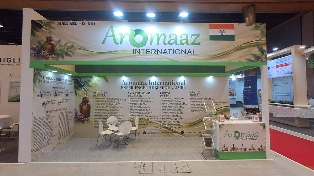 Aromaaz International exhibition booth by MISO EXPO at Incosmetics Korea 2026, Seoul, Korea
