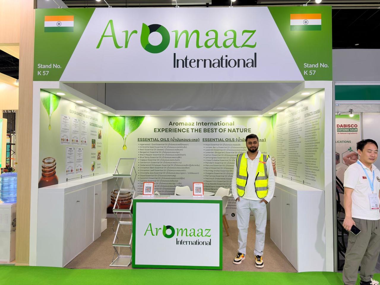 Aromaaz International exhibition booth by MISO EXPO at Incosmetics Thailand 2025, Bangkok